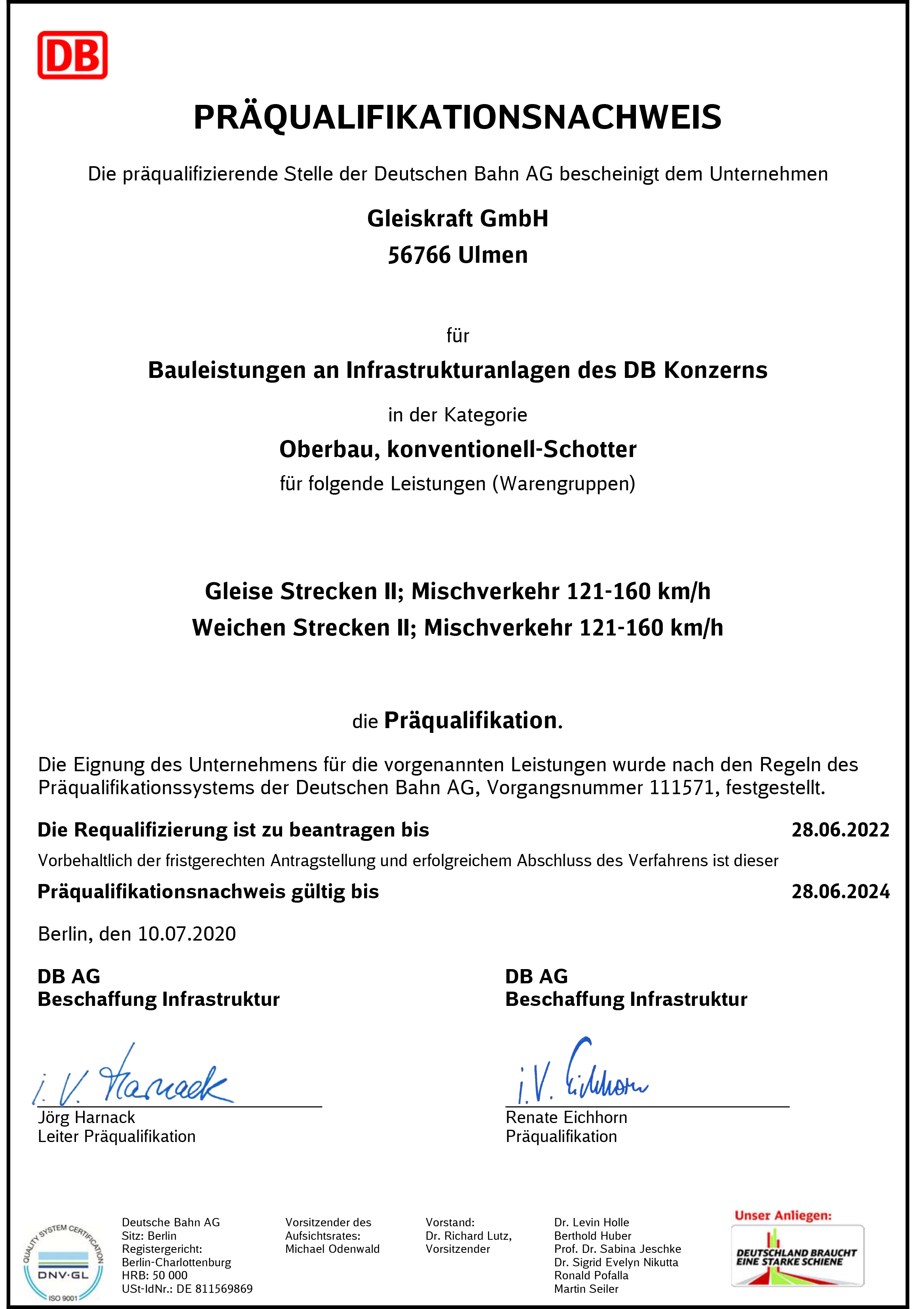 DB Präqualifikationsnachweis